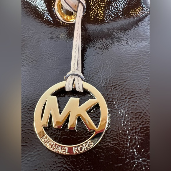 Michael Kors Dark Brown Patent Leather Tote w/COA - Picture 9 of 10